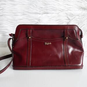 Vintage 60s 70s John Romain Red Leather Shoulder Bag